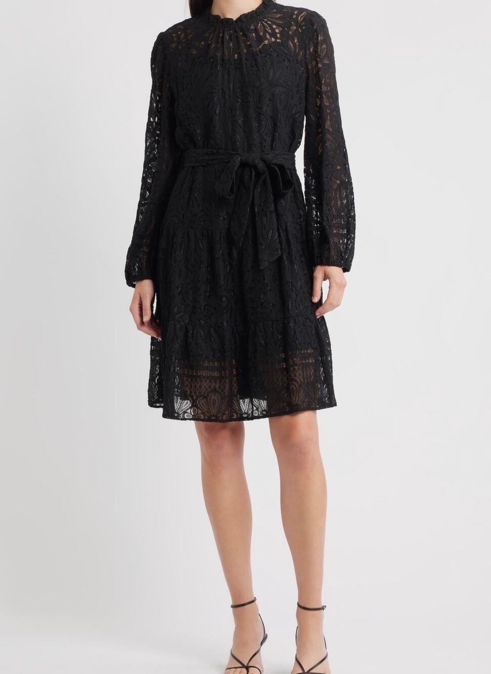 Julia Jordan Long Sleeve Lace Tiered Dress Black XS NWI